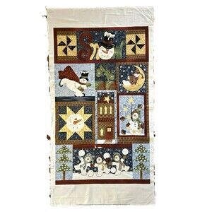 Riverwoods Frosty Favorites Snowmen Xmas Fabric Quilt Panel Wall Hanging 23 x 45